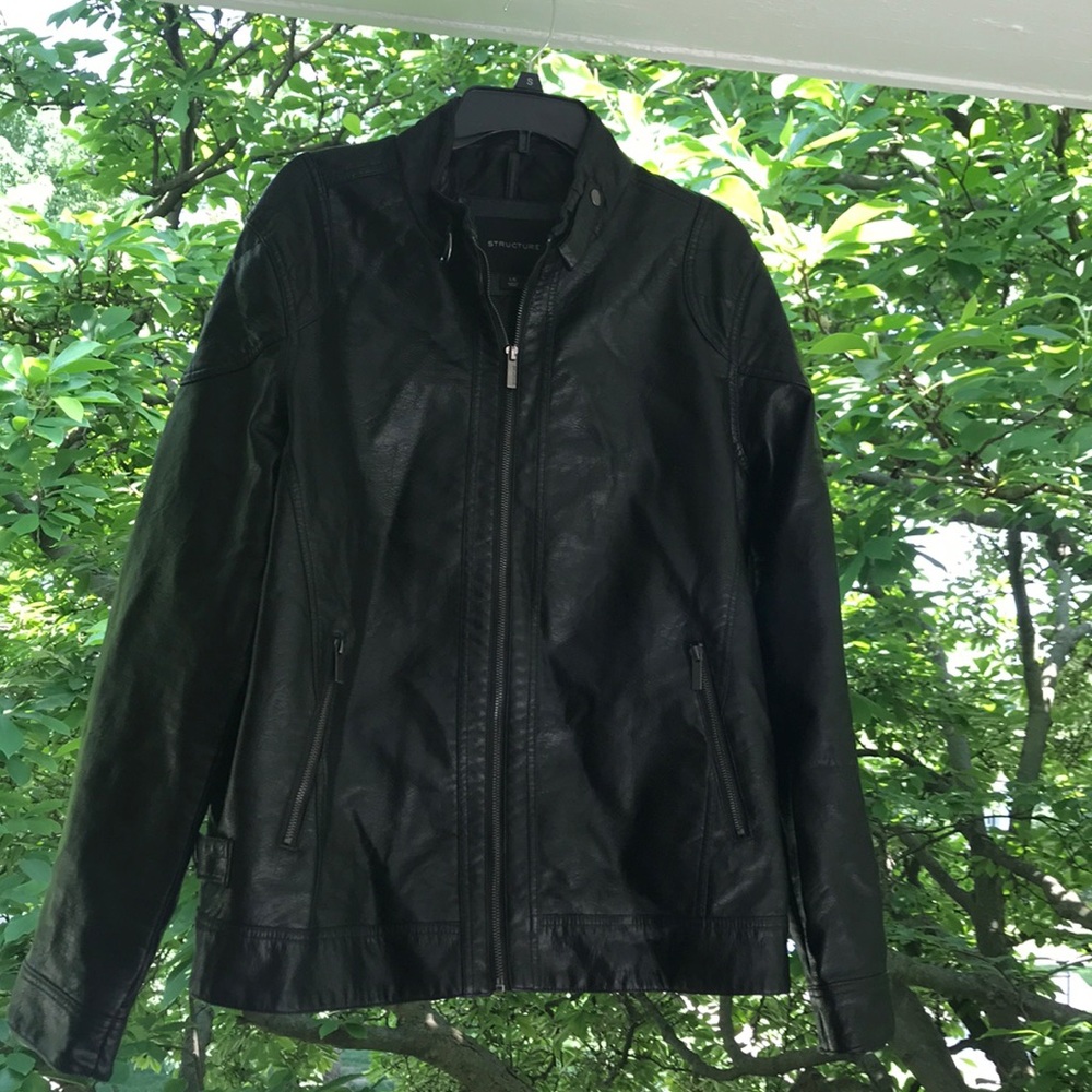 Men’s black leather jacket